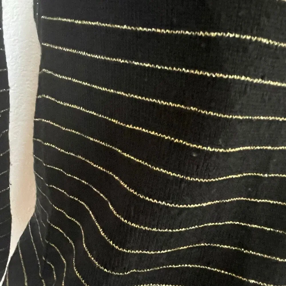 Vintage Jungle Paris Black Gold Metallic Stripe Boat Neck Sweater Size Small